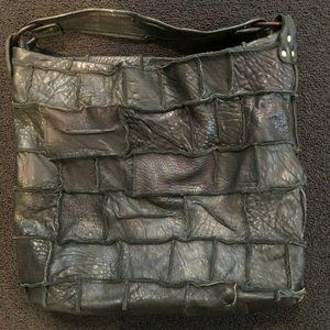 Jesslyn Blake Black Leather Patchwork Purse